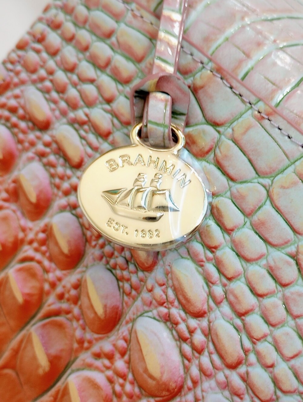 NWT Brahmin Hillary, Flirty Ombre Melbourne Crocodile Embossed Leather Crossbody - Picture 6 of 13